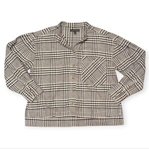 Banana Republic Women's Piazza Flannel Shirt Relaxed Organic Cotton Plaid Pleat